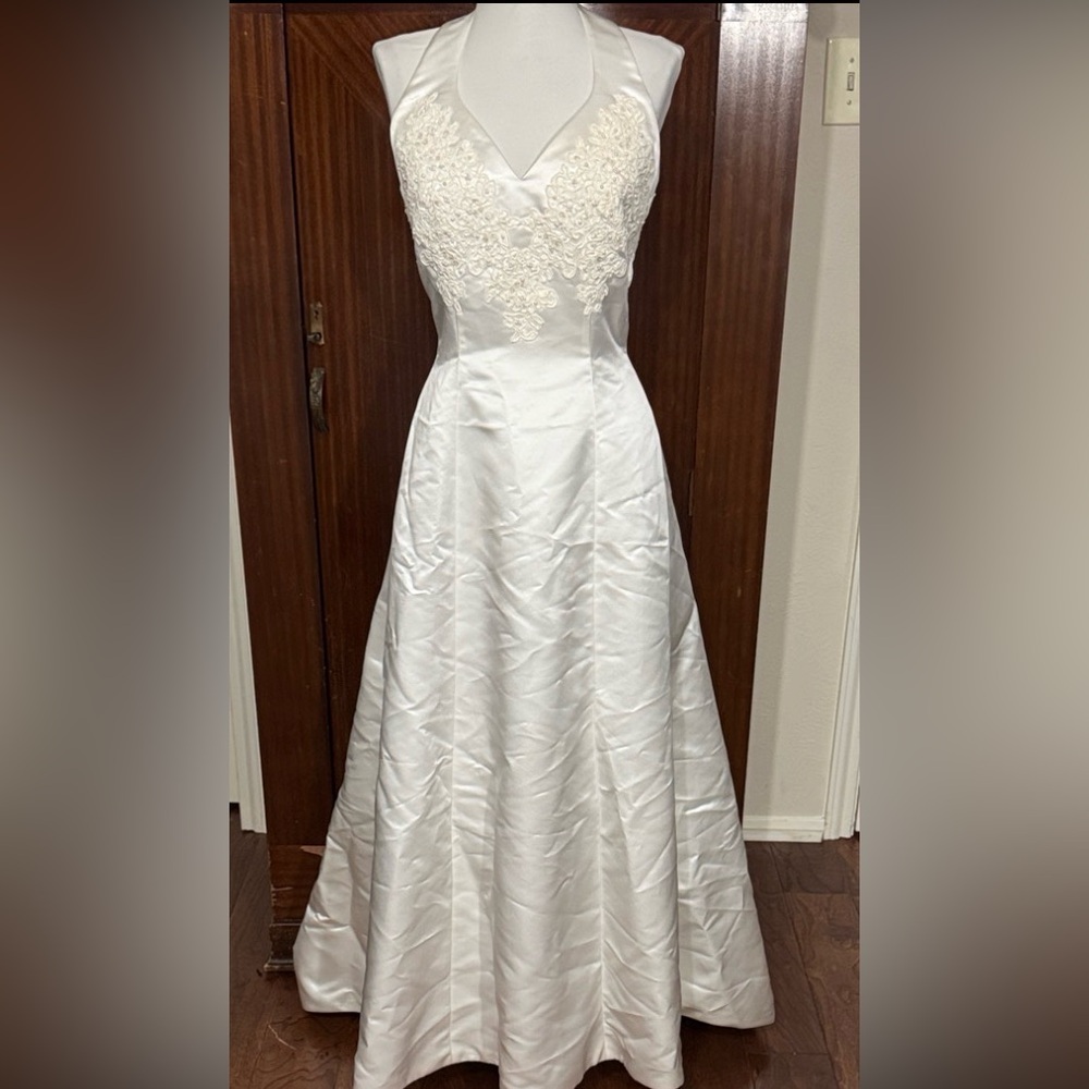 Gorgeous Beaded Mon Cheri Halter Wedding Gown
